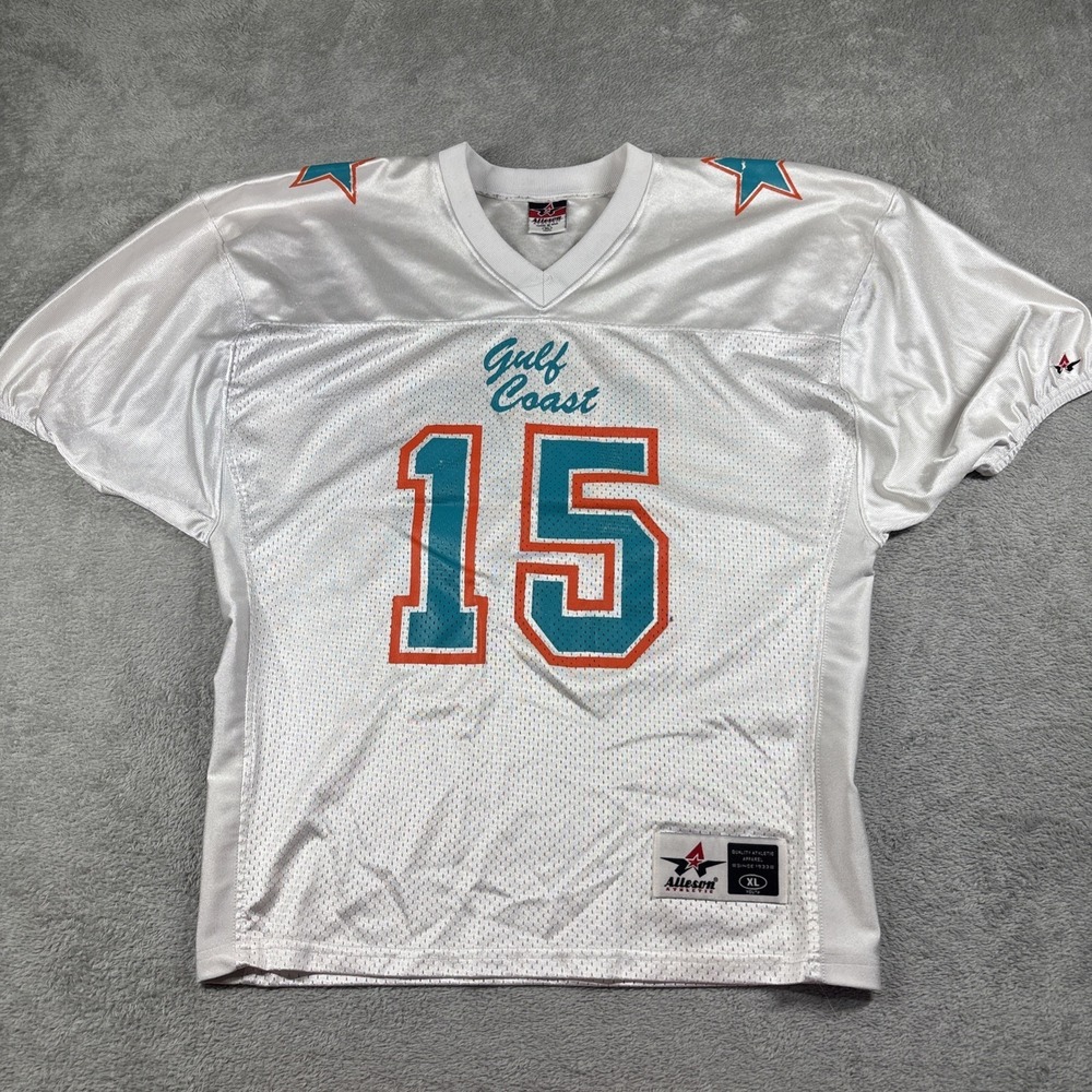 Vintage‎ Alleson Athletic Youth "Gulf Coast #15" Football Jersey White Size XL